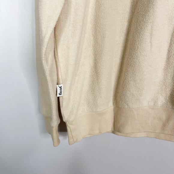 Feat Clothing Mens Medium Oatmilk Cream BlanketBlend Crew Neck Sweatshirt Cotton - Picture 6 of 10